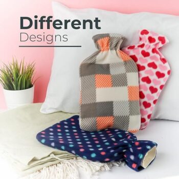 Hot water bottle with fleece cover