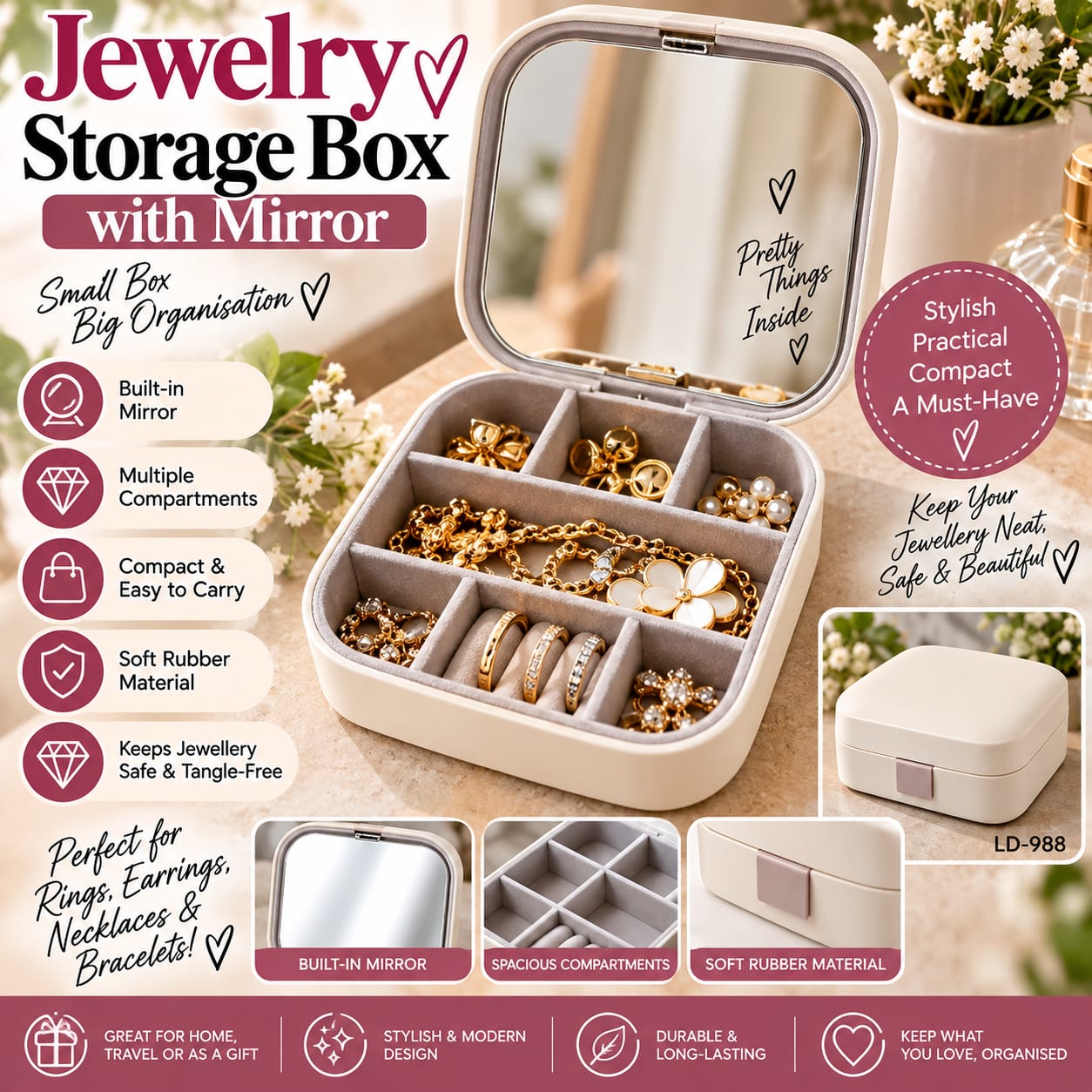 Compact Travel Jewellery Box